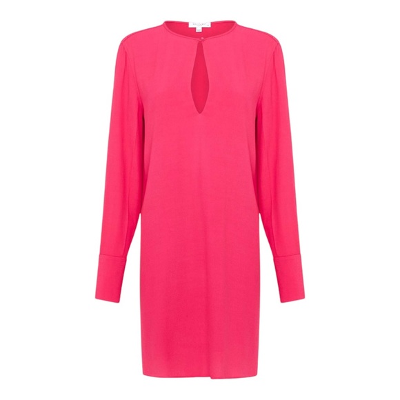 Equipment Bonnie Fuchsia Carmine Pink Cutout Long Sleeve Tunic Mini Dress - M - Picture 16 of 16